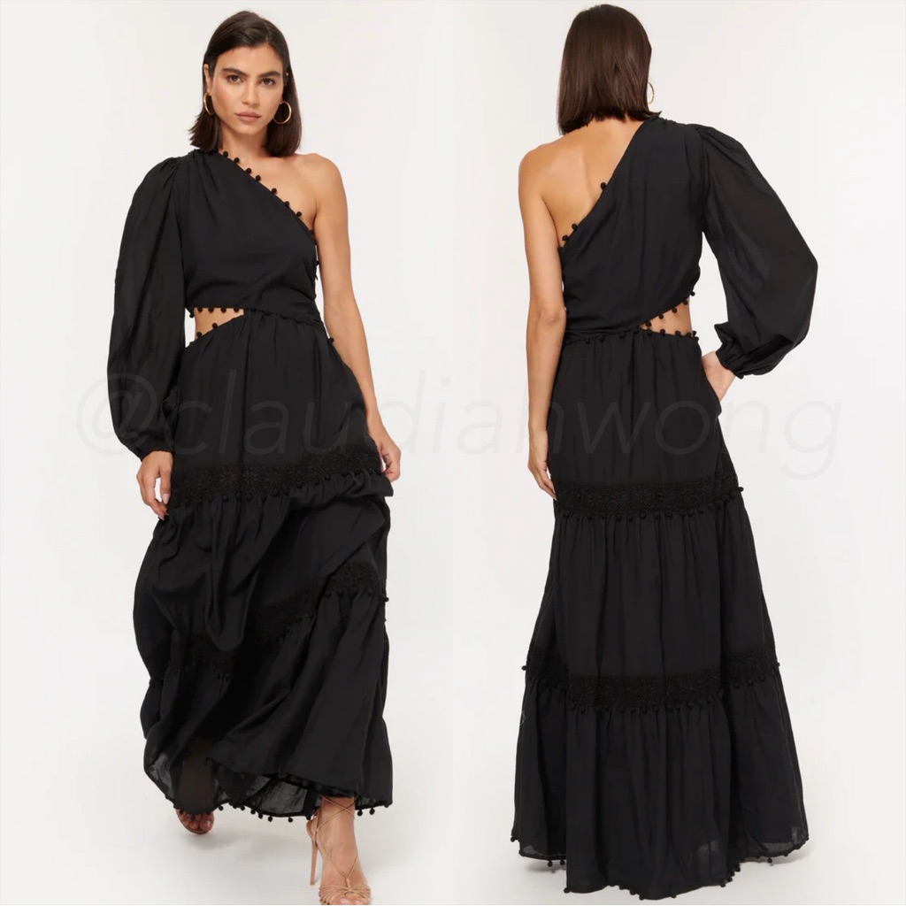 Cami Nyc Olympia One Sleeve Cutout Maxi Dress In Black